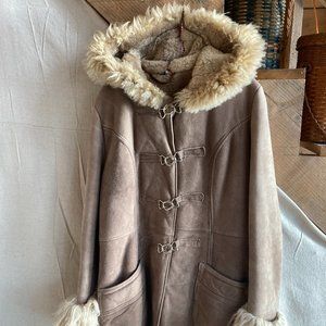 VINTAGE PENNY LANE COAT JACKET SUEDE SHEARLING MEDIUM BOHO 1970'S